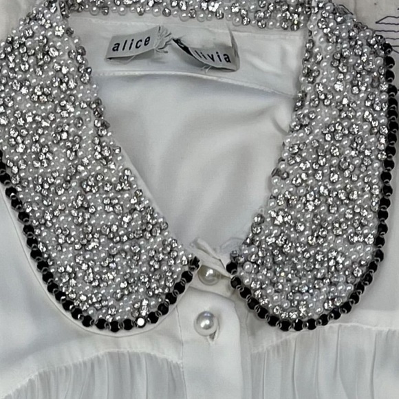 Alice + Olivia Calida Embellished Collar Pleated Blouse - Picture 6 of 8